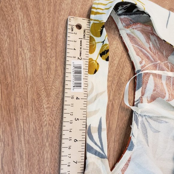 Monteau Linen Blend Palm Pattern Sundress Large Natural Beige Multicolor Dress - Picture 12 of 13